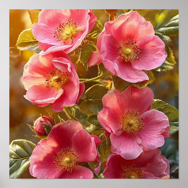 Affiche Belles fleurs rose vif (Devant)