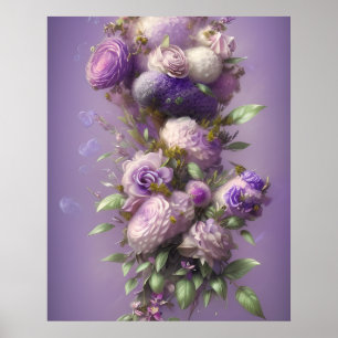 Affiche Belles fleurs violettes violettes rose lilas