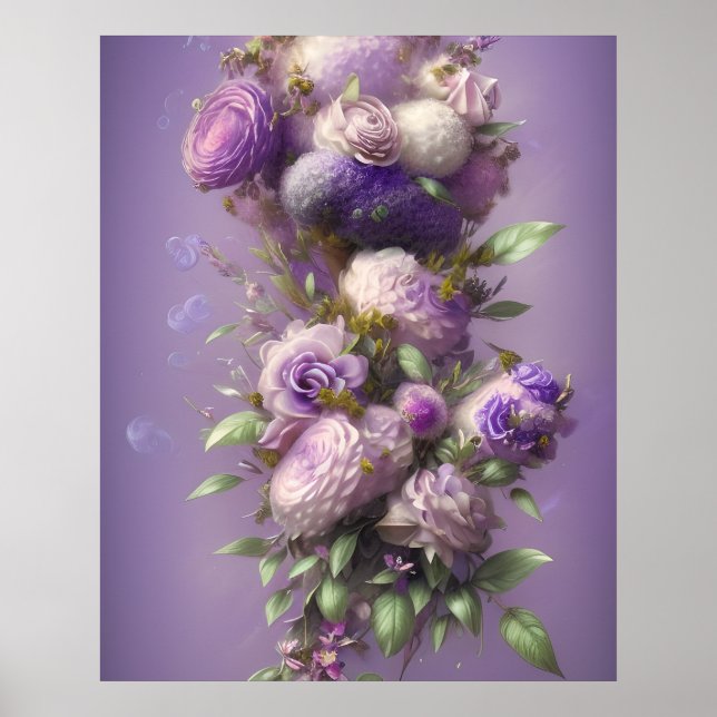 Affiche Belles fleurs violettes violettes rose lilas (Devant)
