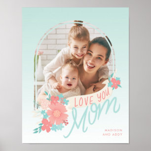 Affiche Belles florales avec photo d'arc pour maman