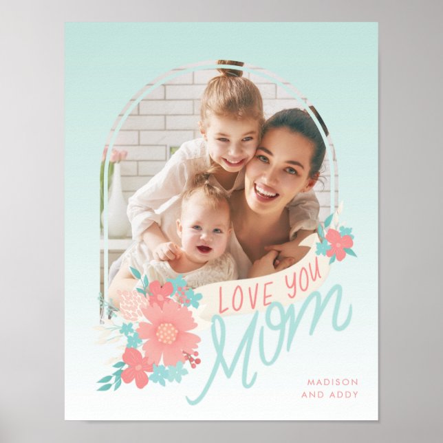 Affiche Belles florales avec photo d'arc pour maman (Devant)