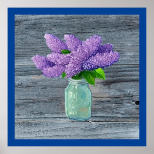 Affiche Belles Lilacs En Mason Jar Rustique