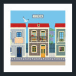 Affiche Belles maisons portugaises avec tuiles ou azulejos<br><div class="desc">Lorsque vous vous promenez dans les rues anciennes de Lisbonne, Porto ou d'autres villes portugaises, vous découvrirez que l'histoire et la modernité se marient harmonieusement, laissant des souvenirs indélébiles à tous ceux qui visitent. Chaque ville possède des trésors architecturaux, mais le charme des vieilles maisons portugaises avec balcons en fer...</div>