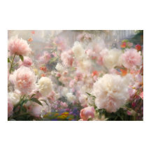 Belles Pivoines Blanches et Roses Peinture à l'Aqu