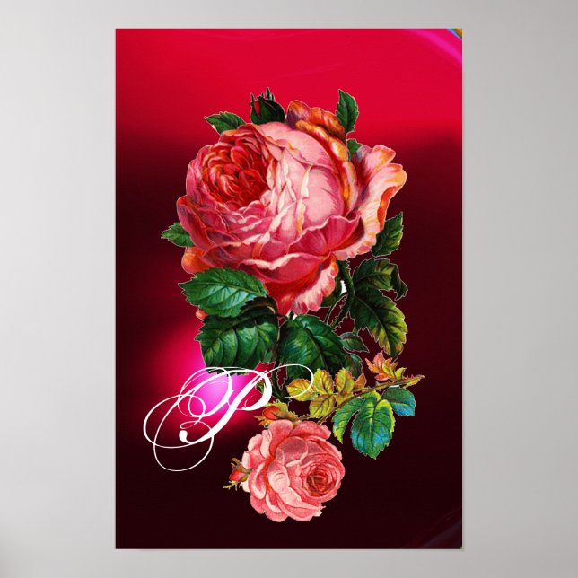 AFFICHE BELLES ROSES PINK MONOGRAMME (Devant)