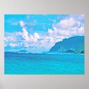 Affiche Belles vagues turquoise de l'océan