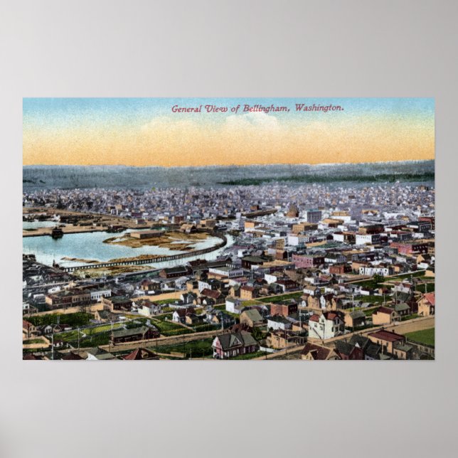 Affiche Bellingham, Washington - Aerial of City (Devant)