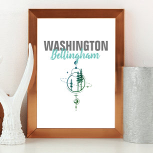Affiche Bellingham Washington Arbres géométriques