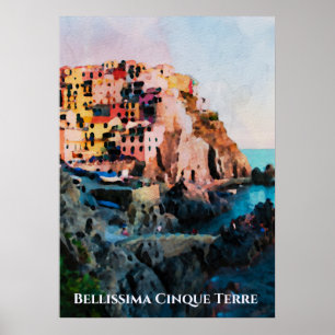 Affiche ** Bellissima Langue italienne Cinque Terre Art
