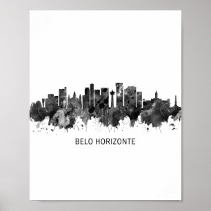 Affiche Belo Horizonte Brésil Skyline BW