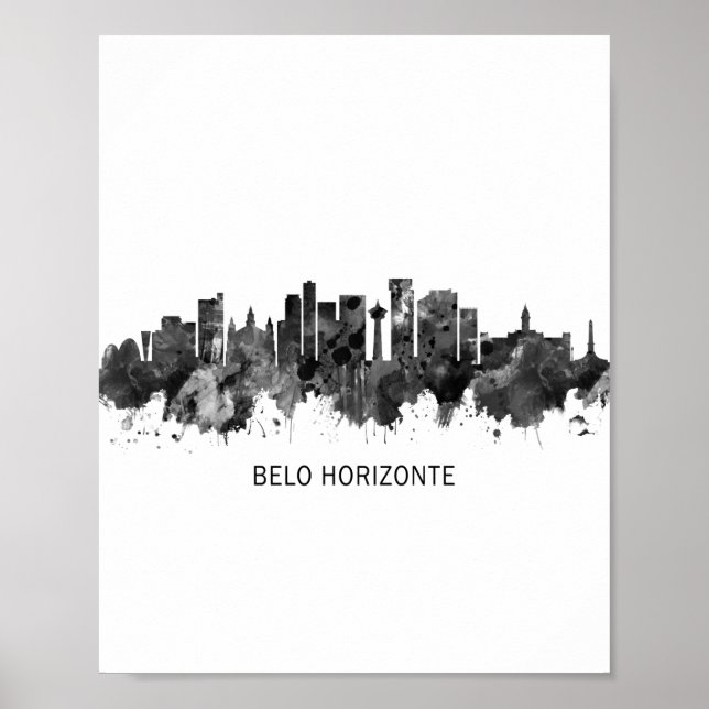 Affiche Belo Horizonte Brésil Skyline BW (Devant)