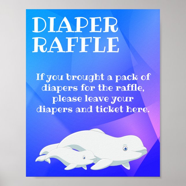 Affiche Béluga Bleu, Baby shower rose de l'océan Arctique (Devant)