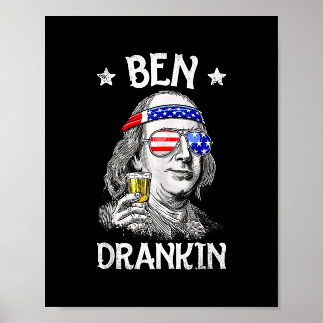 Affiche Ben Drankin 4 juillet Funny Benjamin Franklin (Devant)