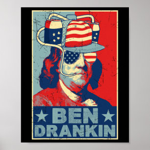 Affiche Ben Drankin Beer 4 juillet Bière Rétro Amateur Équ