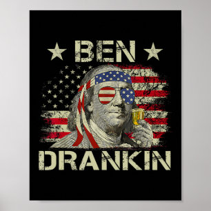 Affiche Ben Drankin Benjamin Franklin 4 juillet drôle Dr