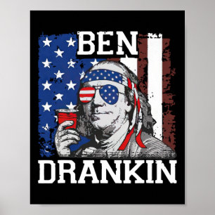 Affiche Ben Drankin drôle du 4 juillet Drapeau américain d