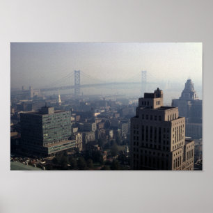 Affiche Ben Franklin Bridge Delaware River Suspension 1970