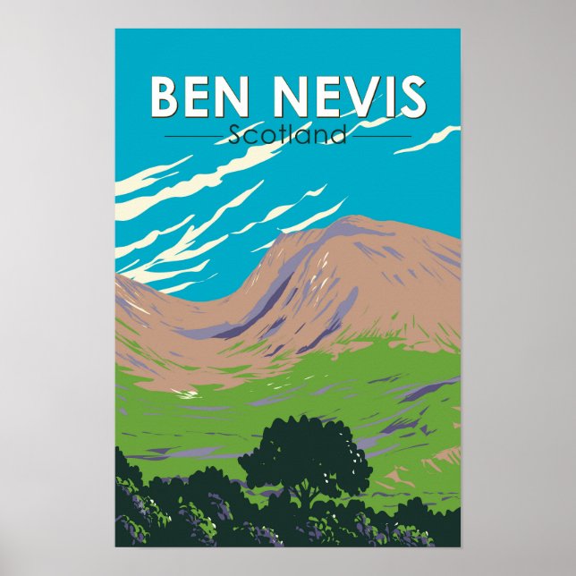 Affiche Ben Nevis Écosse Voyage Art Rétro (Devant)