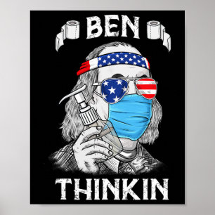 Affiche Ben Thinkin 4 juillet Fun Benjamin Franklin Part