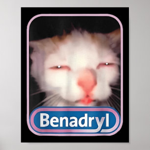 Affiche Benadryl Meme Chat Amusant Amoureux de les chats C