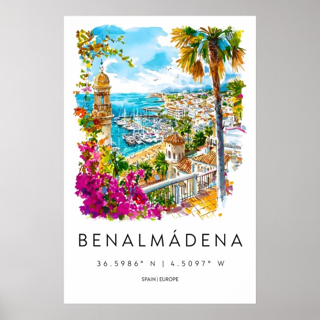 Affiche Benalmadena Aquarelle 1 (Devant)