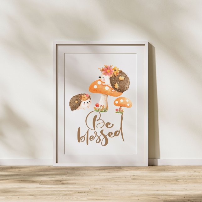 Affiche Bénédiction d'automne : Hérisson de bébé et champi (Créateur téléchargé)