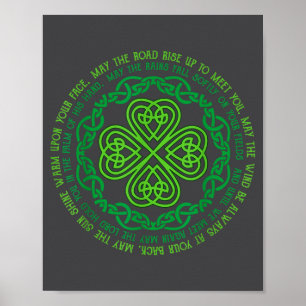 Affiche Bénédiction irlandaise Nœud celtique & Trèfle à 4 