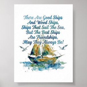 Affiche Bénédiction nautique à l'aquarelle Voilier Amitié