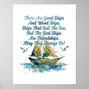 Affiche Bénédiction nautique à l'aquarelle Voilier Amitié
