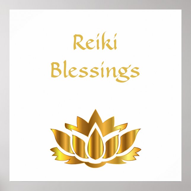 Affiche Bénédiction Reiki Blanc/Or (Devant)