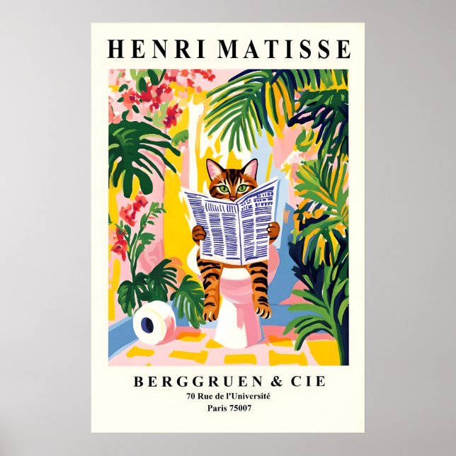 Affiche Bengal Cat on Toilet Art Bathroom Print in Henri (Devant)