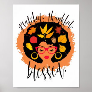 Affiche Béni Africaine Américaine Thanksgiving Black Woman