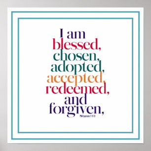 Affiche Béni Choisi Adopté Accepté Racheté Pardonné