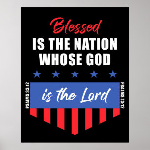 Affiche Béni est la Nation - Christian Patriotic USA