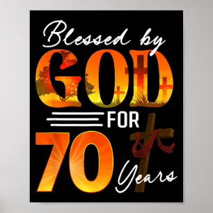 Affiche Béni par Dieu pendant 70 ans Cadeau 70e anniversai