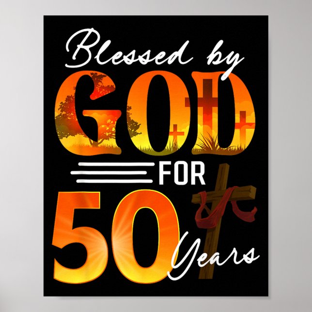 Affiche Béni par Dieu pour 50 ans Cadeau 50e anniversaire (Devant)
