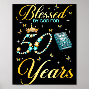 Affiche Béni par Dieu pour 50 ans chrétien 50e anniversair