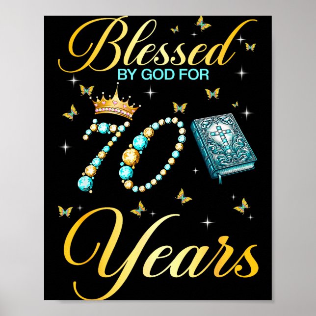 Affiche Béni par Dieu pour 70 ans d'anniversaire chrétien (Devant)