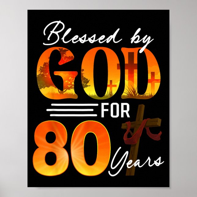 Affiche Béni par Dieu pour 80 ans Cadeau 80e anniversaire (Devant)
