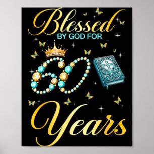 Affiche Béni par Dieu pour ses 60 ans d'anniversaire chrét