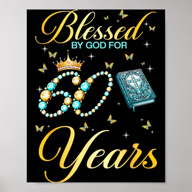 Affiche Béni par Dieu pour ses 60 ans d'anniversaire chrét (Devant)