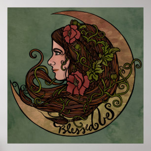 Affiche Béni Soit La Déesse Lune Art Pagan