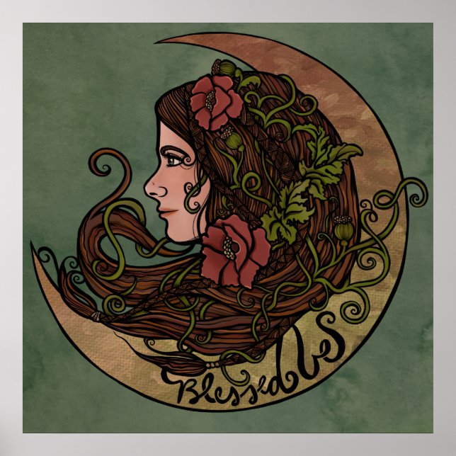 Affiche Béni Soit La Déesse Lune Art Pagan (Devant)