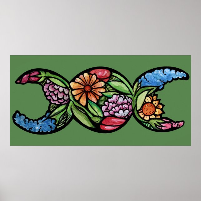 Affiche "Béni Soit" Triple Lune Fleur (Devant)