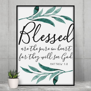 Affiche Béni sont les Pure in Heart Scripture Print