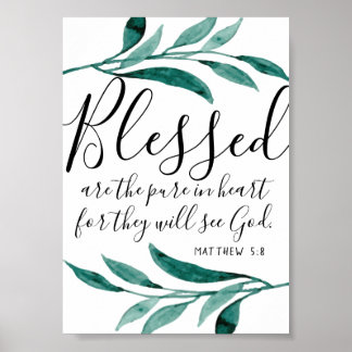Affiche Béni sont les Pure in Heart Scripture Print
