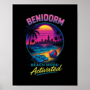 Affiche Benidorm Espagne Mode Plage Activé Vacances Rétro