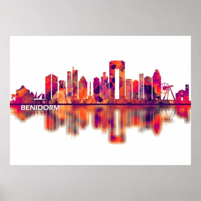 Affiche Benidorm Espagne Skyline (Devant)