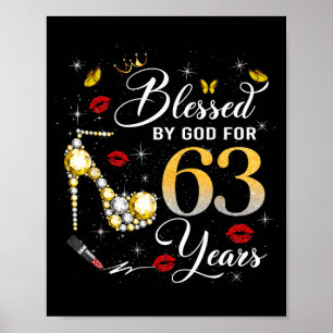 Affiche Bénie par Dieu pour les femmes de 63 ans 63e anniv