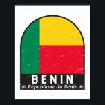 Affiche Bénin Distresse Vintage<br><div class="desc">emblème du Bénin en détresse avec le drapeau et les armoiries.</div>